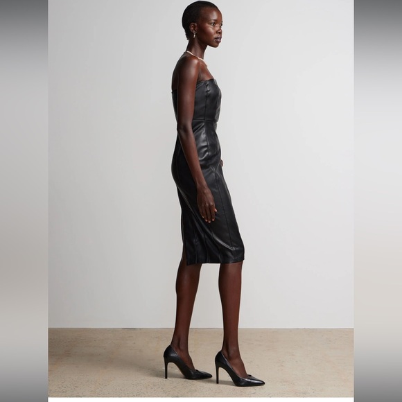 New York & Company Faux Leather Strapless Dress NWT - Picture 2 of 15